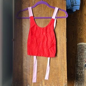 Flagpole NYC Linen backless crop top